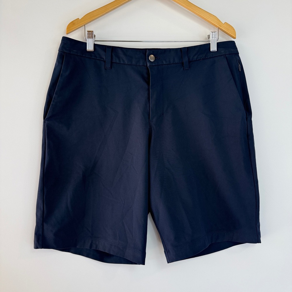 Lululemon Commission Short Relaxed Warpstreme 11" Mens 34 Navy Blue Chino Golf